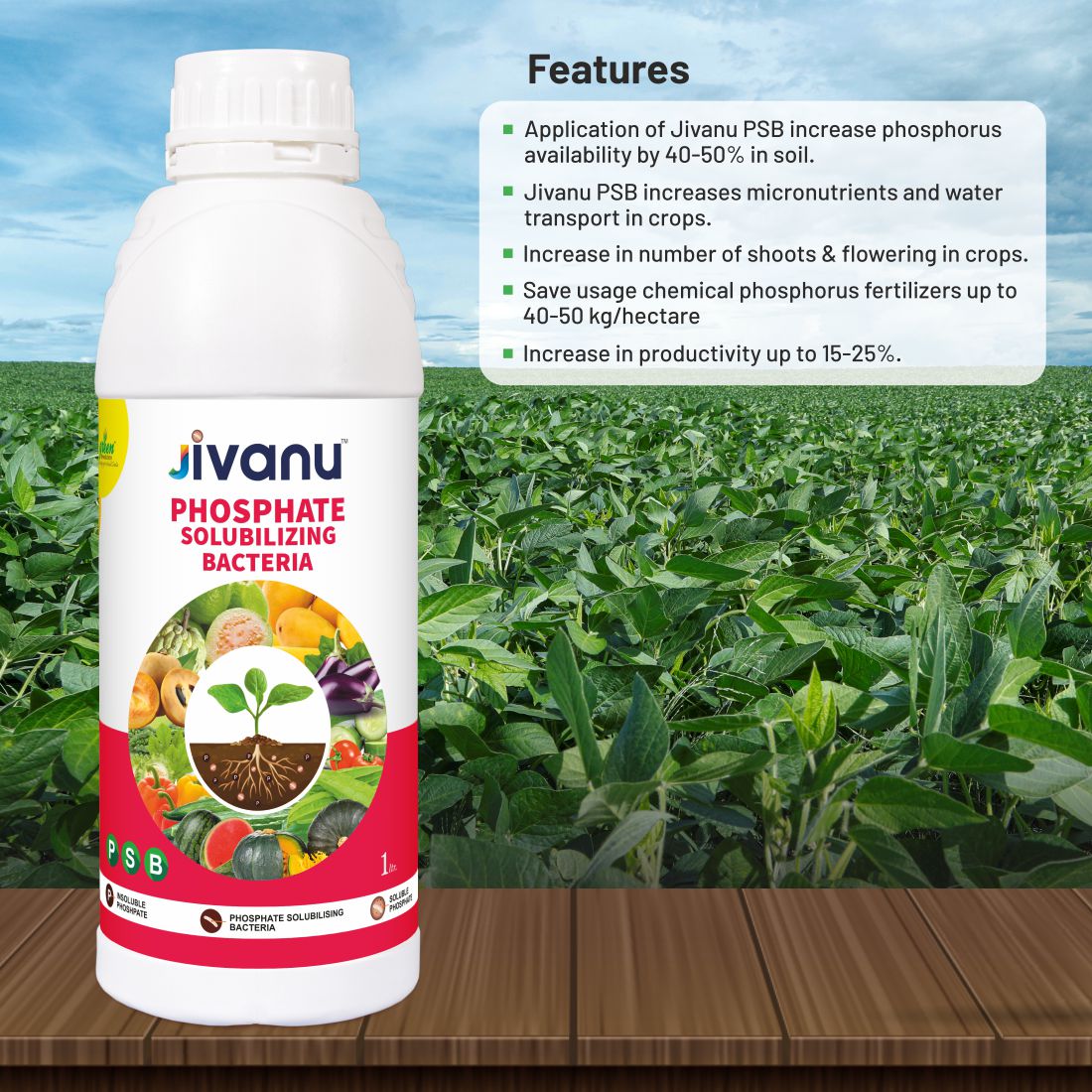 Jivanu PSB Phosphate Solubilizing Bacteria Liquid 1 Lit