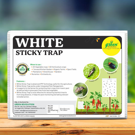 White Sticky Trap size A5(150mm*200mm) Pack of 25 Pieces | Sticky Trap For Flower Thrips and Leaf Eating bugs