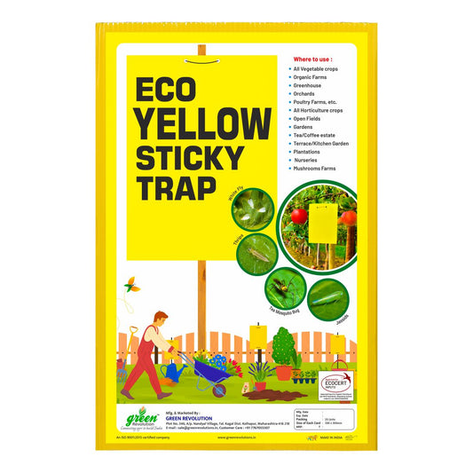 Eco Yellow Sticky Trap size A4(200mm*300mm) Pack of 25 Pieces | Sticky Trap For Sucking Pest