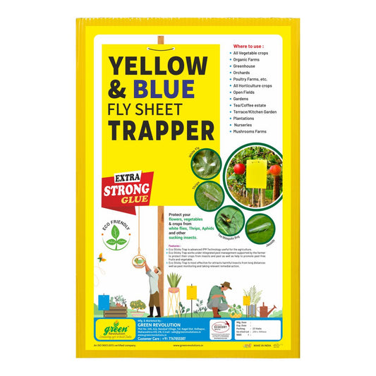 Eco Yellow+Blue Mix Sticky Trap size A4(200mm*300mm) Pack of 25 Pieces | Sticky Trap For Sucking Pest
