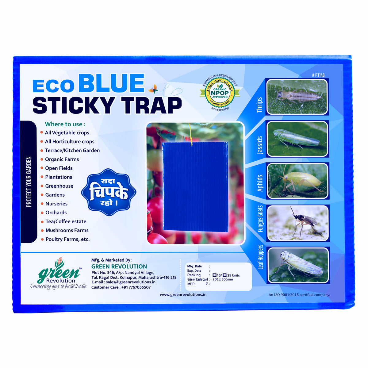 Eco Blue Sticky Trap size A5(150mm*200mm) Pack of 10 Pieces | Sticky Trap For Sucking Pest