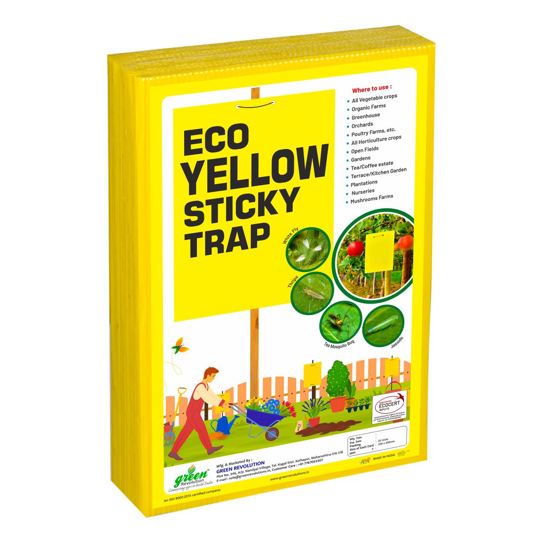 Eco Yellow Sticky Trap size A4(200mm*300mm) Pack of 25 Pieces | Sticky Trap For Sucking Pest