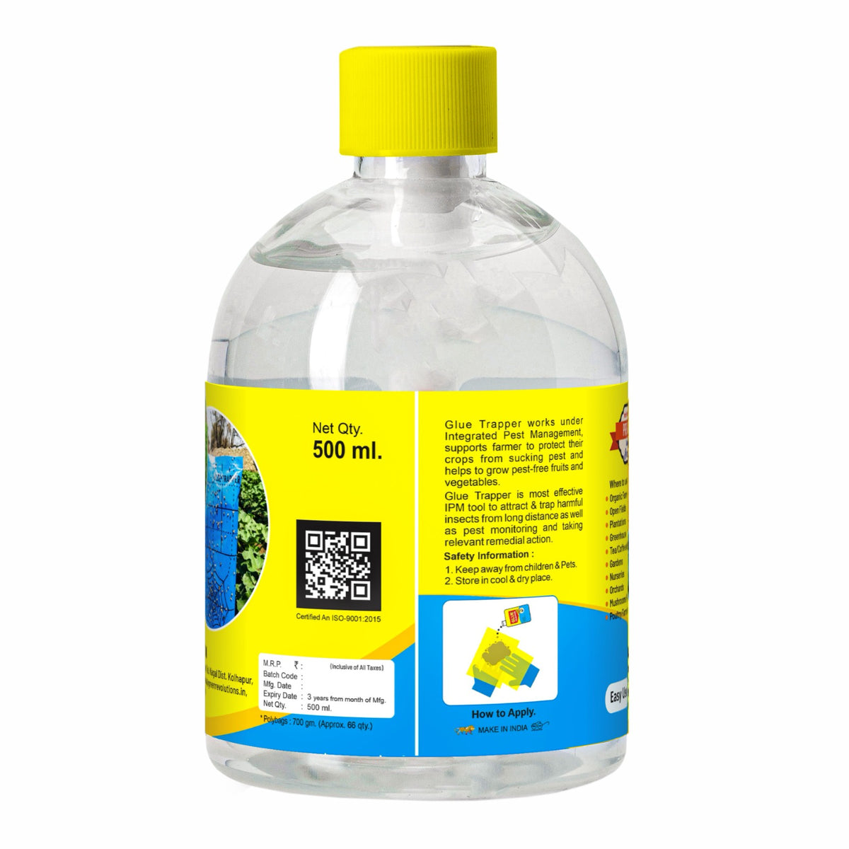 Glue Trapper 500 ml with 66 Free Sheets| Glue adhesive with Free Yellow Blue Sheet | Yellow and Blue Sticky Trap