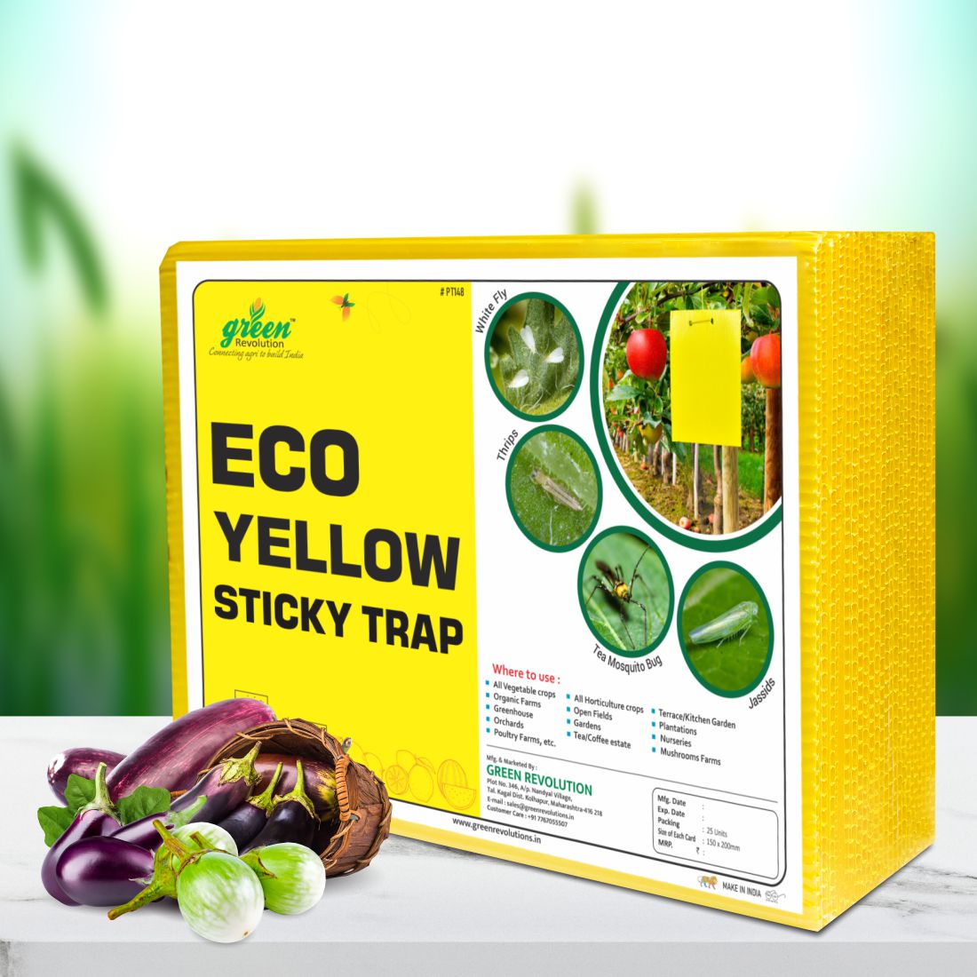 Eco Yellow Sticky Trap size A5(150mm*200mm) Pack of 25 Pieces | Sticky Trap For Sucking Pest