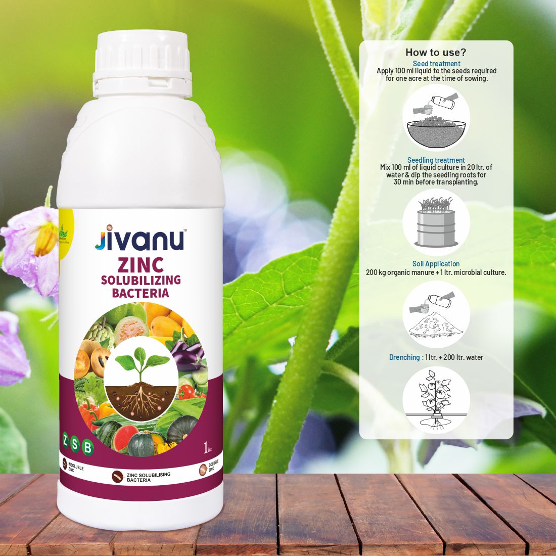Jivanu ZMB Zink Solubilizing  Bacteria Liquid 1 lit