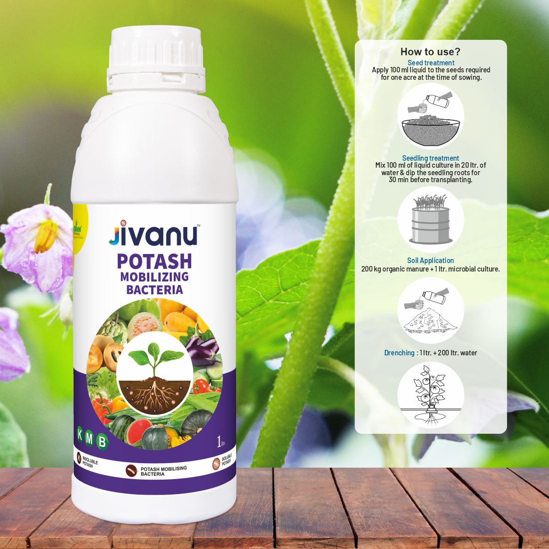 Jivanu KMB Potassium Solubilizing and Mobilizing Bacteria Liquid 1 lit