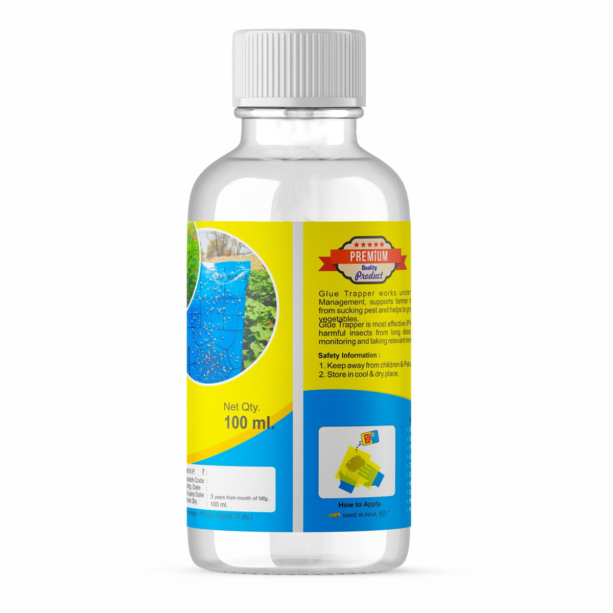 Glue Trapper 100ml with 15Free Sheets| Glue adhesive with Free Yellow Blue Sheet | Yellow and Blue Sticky Trap