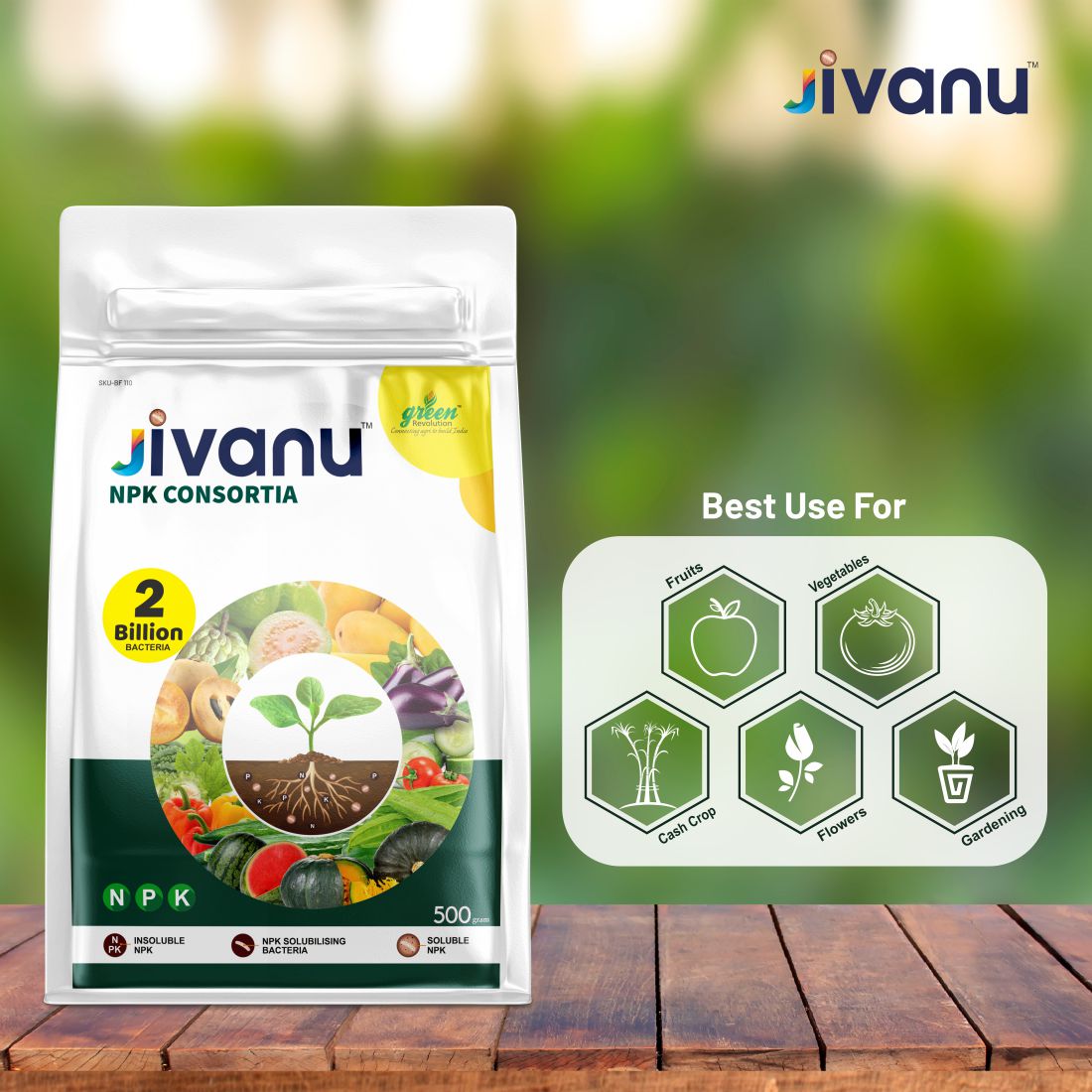 Jivanu NPK  Consortia Bacteria 500 Gram