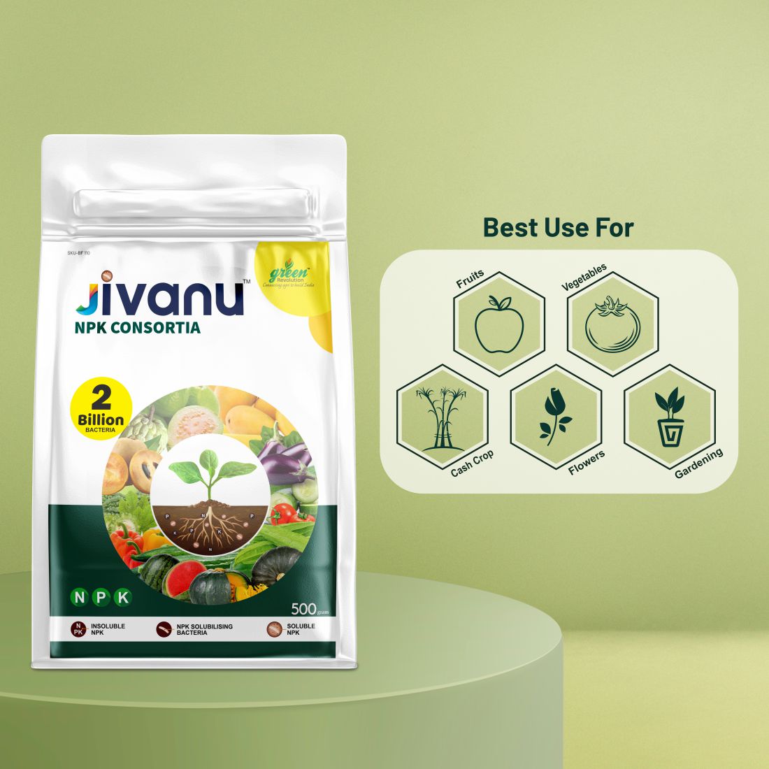 Jivanu NPK  Consortia Bacteria 500 Gram