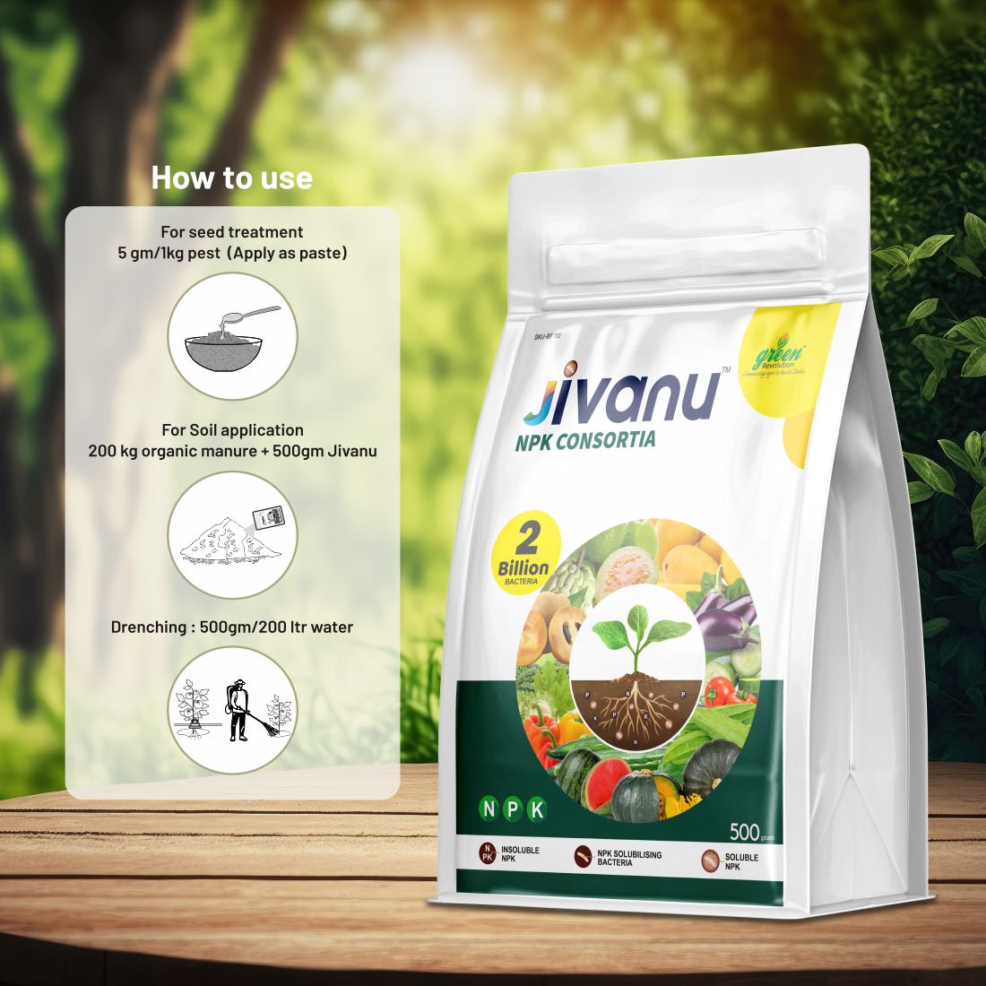 Jivanu NPK  Consortia Bacteria 500 Gram