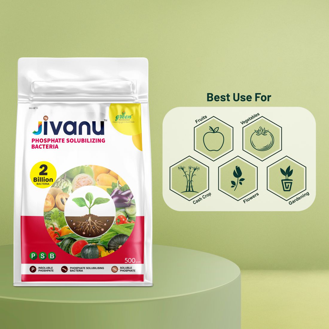 Jivanu PSB Phosphate Solubilizing Bacteria 500 Gram