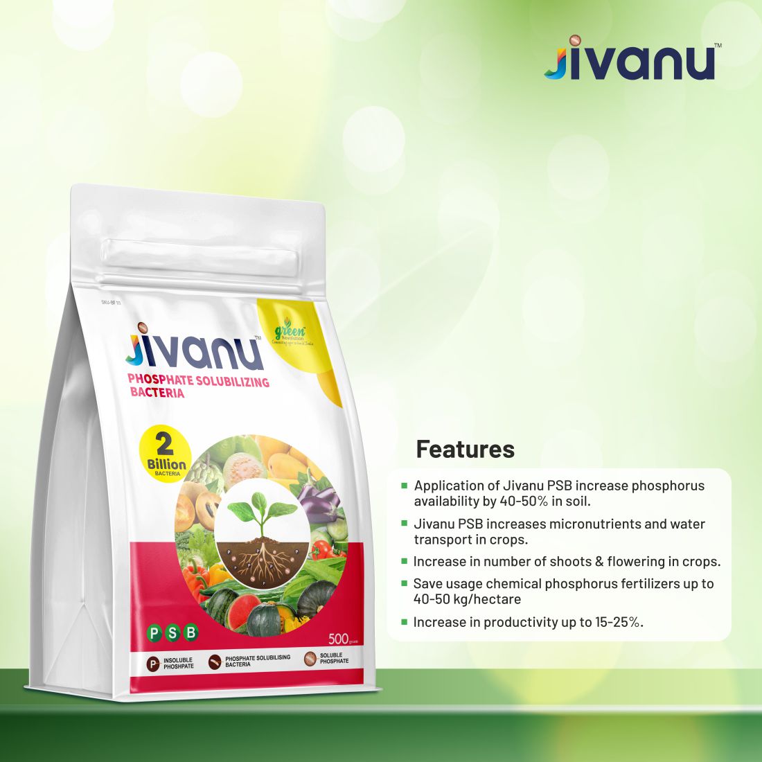 Jivanu PSB Phosphate Solubilizing Bacteria 500 Gram