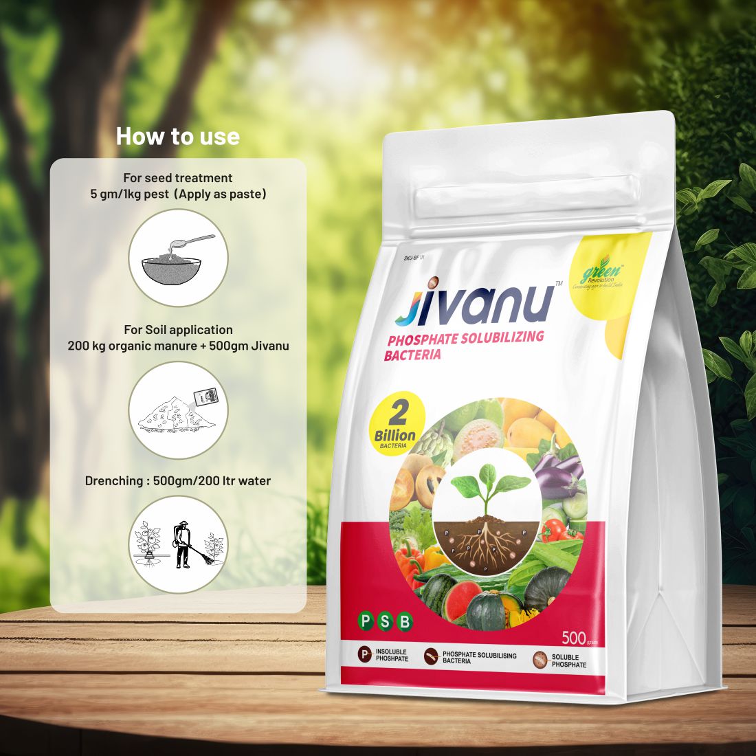 Jivanu PSB Phosphate Solubilizing Bacteria 500 Gram