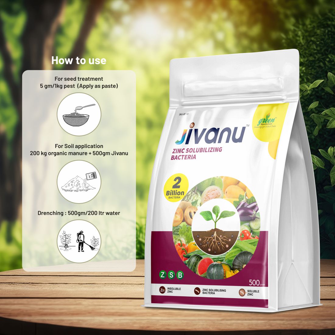 Jivanu Zinc Solubilizing Bacteria ZSB  500 Gram