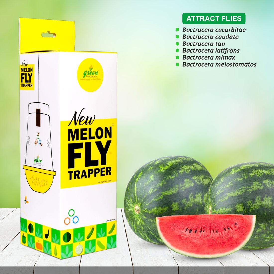 New Melon Fly Trapper, 10 Melon Fly Lure with 10 TRI TRAP complete set for a one-acre